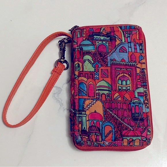 Vintage Temple Cultural Building Vibrant Zip Up Wallet Wristlet! - Picture 1 of 4